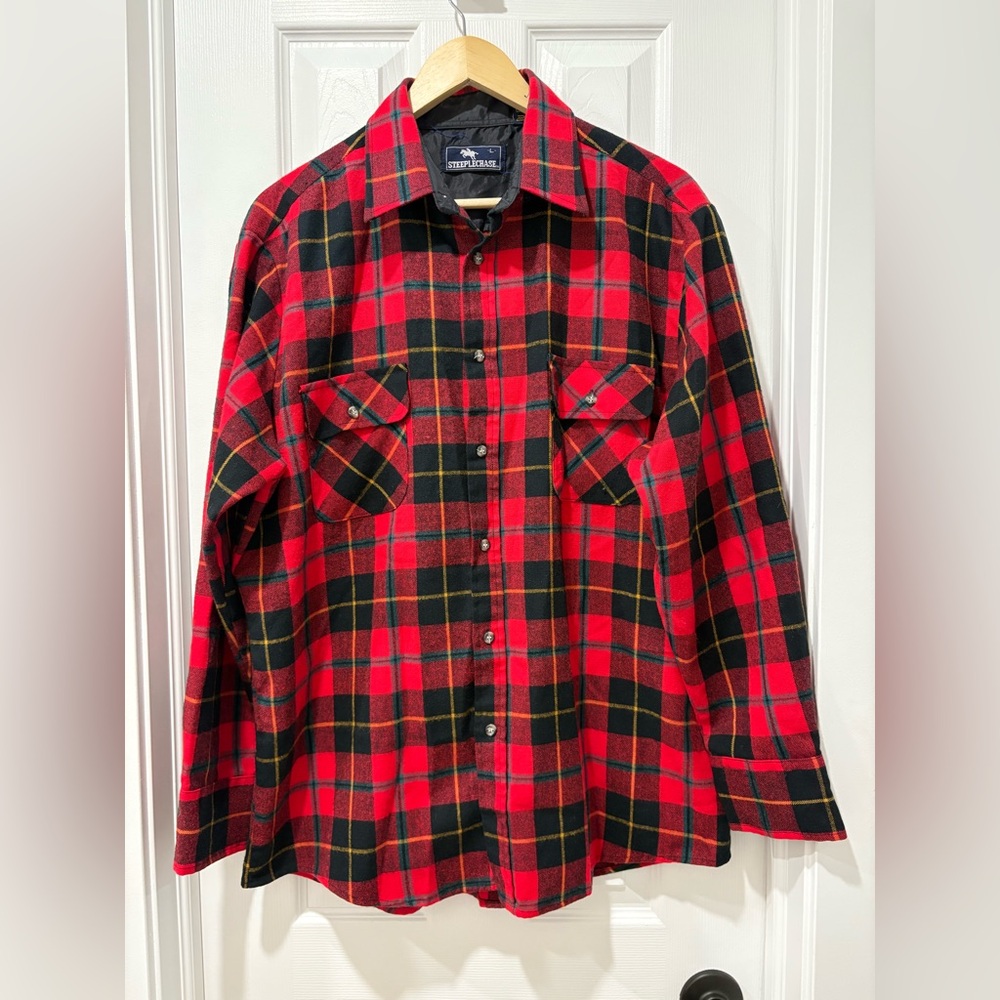 Vintage Steeplechase Flannel Shirt Button 90s Plaid Large *$20 items 2 FOR 30*